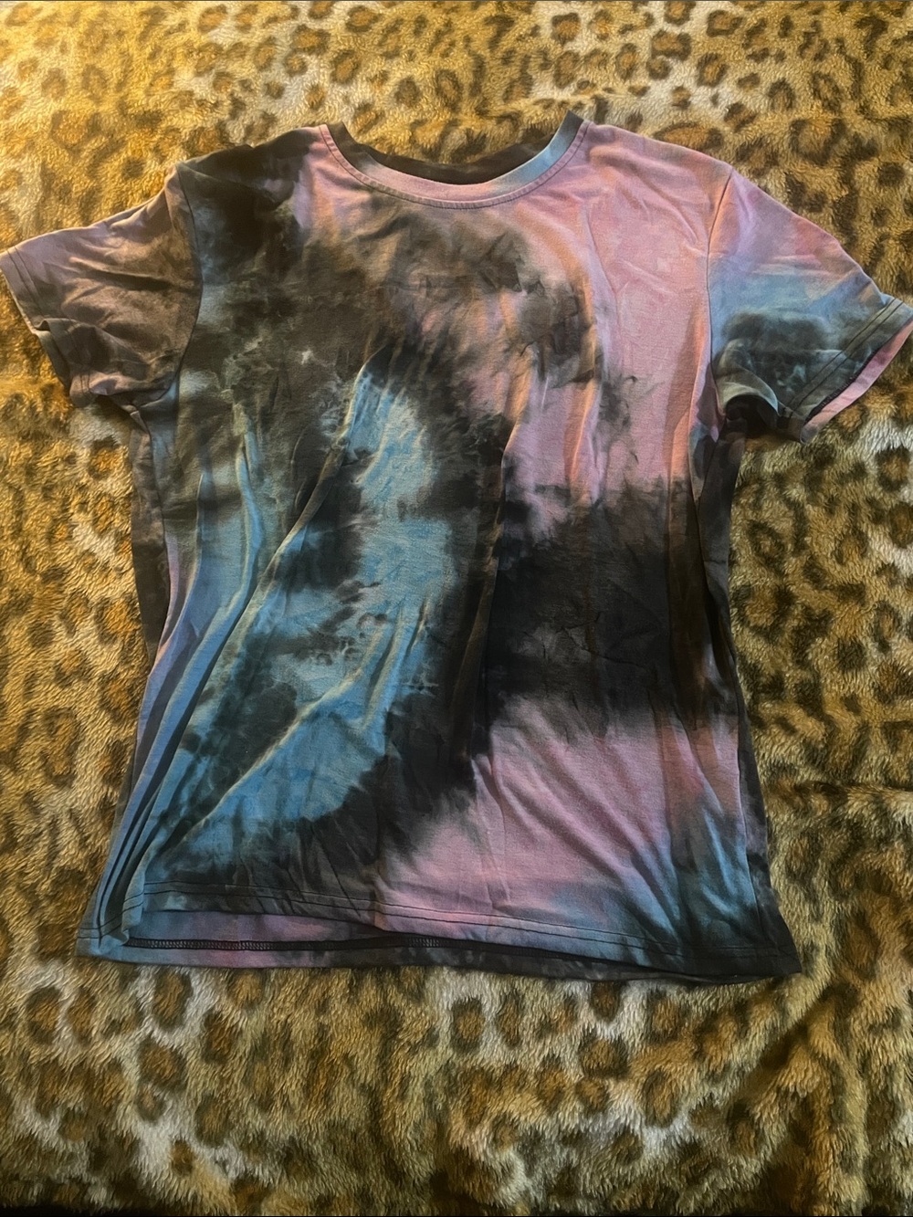 SHEIN Tie-Dye Short Sleeve Tee in Purple, Blue & Black